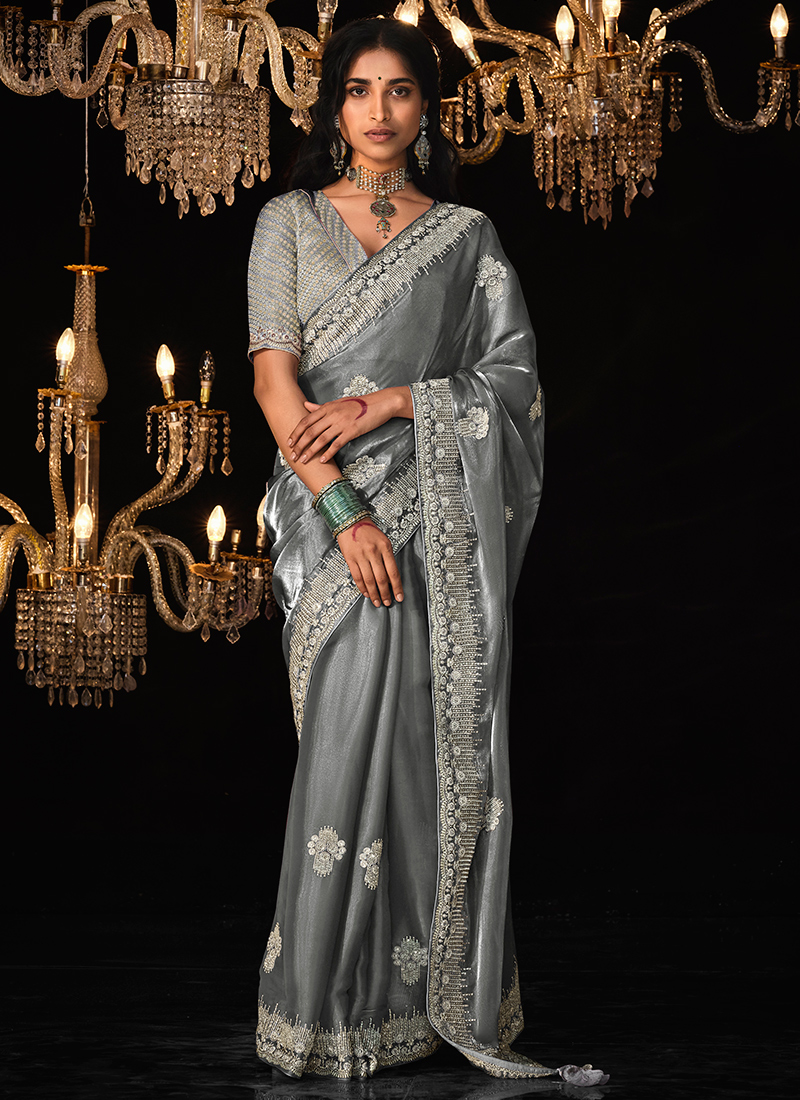 Grey wedding saree best sale